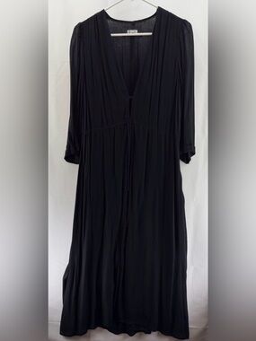 Reformation Black Women's Plunge V-Neck Maxi Dress Size Small